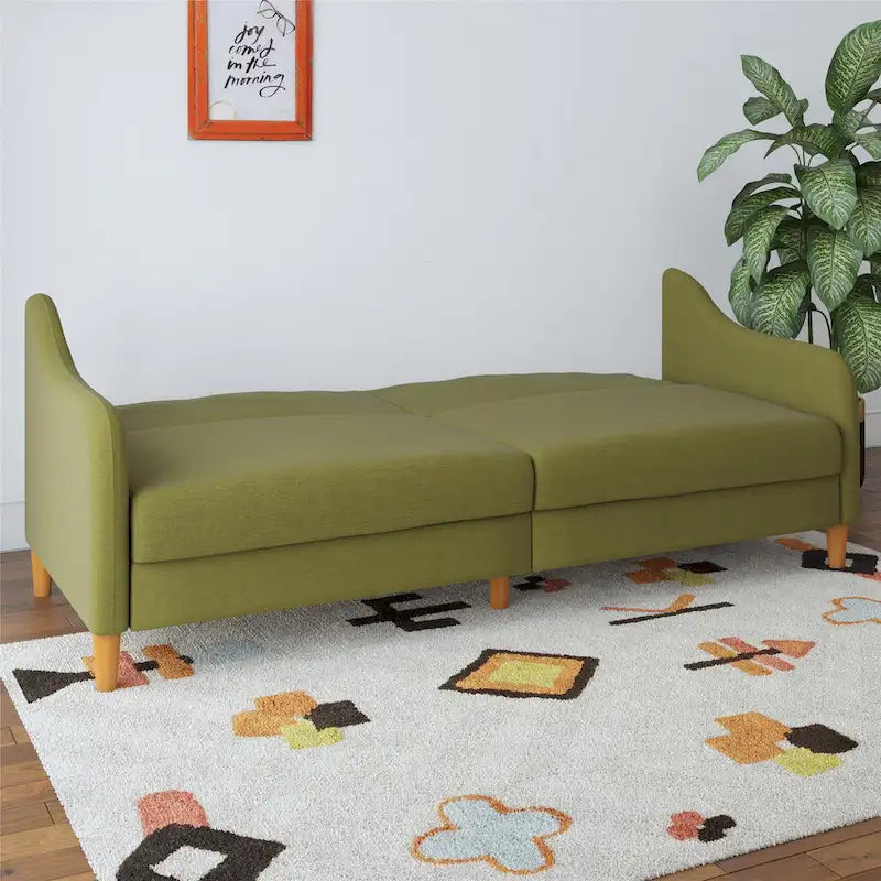 Canapé-lit futon convertible 2 places – Gris / Bleu marine / Vert / Gris clair