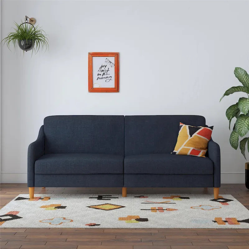 Canapé-lit futon convertible 2 places – Gris / Bleu marine / Vert / Gris clair