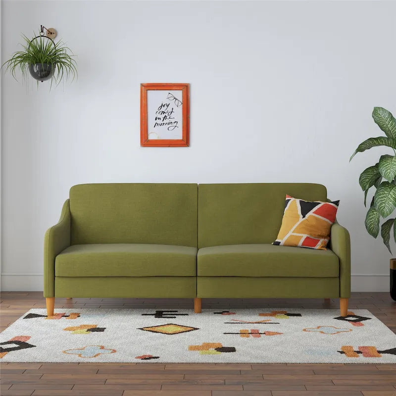 Canapé-lit futon convertible 2 places – Gris / Bleu marine / Vert / Gris clair