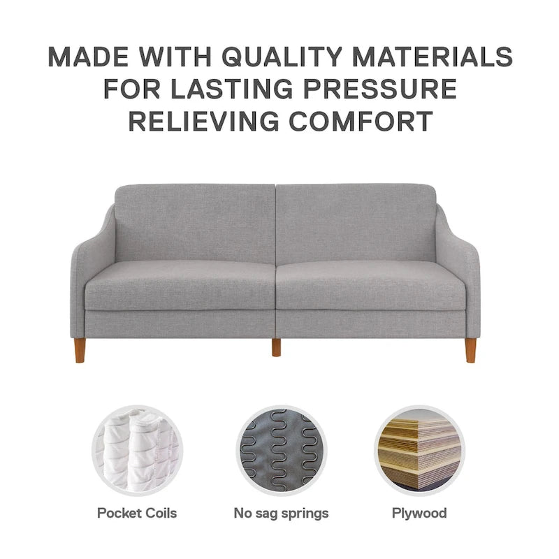 Canapé-lit futon convertible 2 places – Gris / Bleu marine / Vert / Gris clair