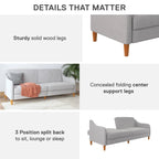 Canapé-lit futon convertible 2 places – Gris / Bleu marine / Vert / Gris clair