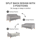 Canapé-lit futon convertible 2 places – Gris / Bleu marine / Vert / Gris clair