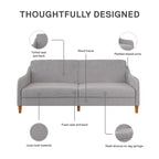 Canapé-lit futon convertible 2 places – Gris / Bleu marine / Vert / Gris clair