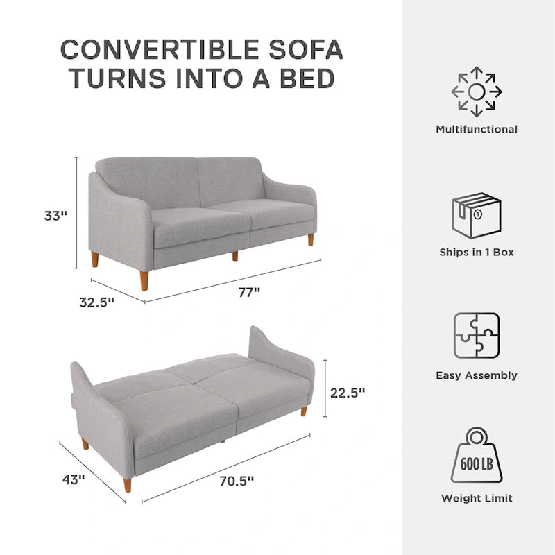 Canapé-lit futon convertible 2 places – Gris / Bleu marine / Vert / Gris clair