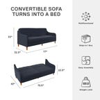 Canapé-lit futon convertible 2 places – Gris / Bleu marine / Vert / Gris clair