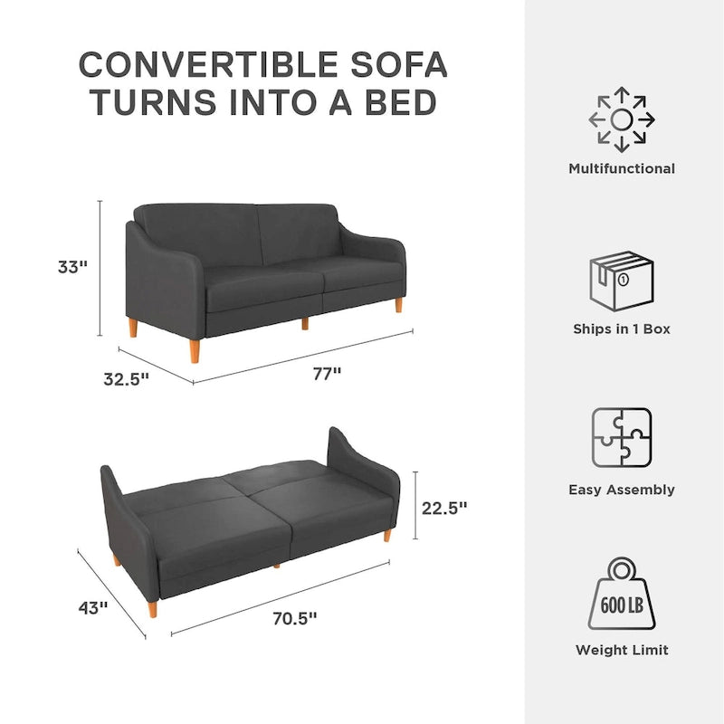 Canapé-lit futon convertible 2 places – Gris / Bleu marine / Vert / Gris clair