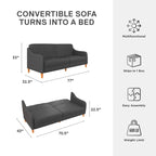 Canapé-lit futon convertible 2 places – Gris / Bleu marine / Vert / Gris clair