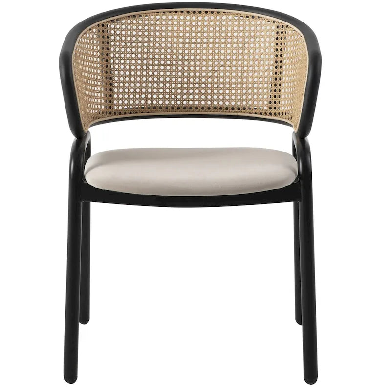 Chaise de salle à manger Ervilla moderne en osier avec accoudoirs et siège en velours rembourré pour salle à manger et cuisine, lot de 4 - 29,9