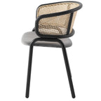Chaise de salle à manger Ervilla moderne en osier avec accoudoirs et siège en velours rembourré pour salle à manger et cuisine, lot de 4 - 29,9