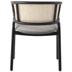 Chaise de salle à manger Ervilla moderne en osier avec accoudoirs et siège en velours rembourré pour salle à manger et cuisine, lot de 4 - 29,9