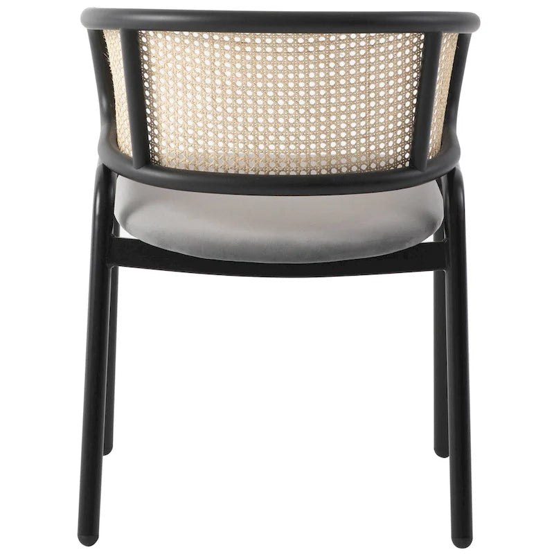 Chaise de salle à manger Ervilla moderne en osier avec accoudoirs et siège en velours rembourré pour salle à manger et cuisine, lot de 4 - 29,9