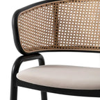 Chaise de salle à manger Ervilla moderne en osier avec accoudoirs et siège en velours rembourré pour salle à manger et cuisine, lot de 4 - 29,9