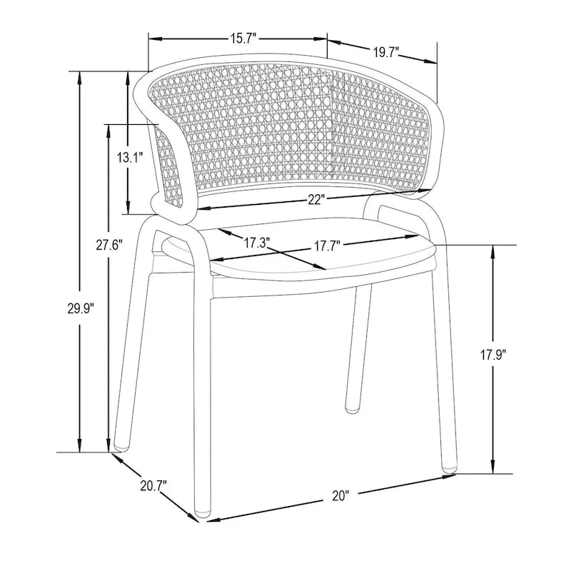 Chaise de salle à manger Ervilla moderne en osier avec accoudoirs et siège en velours rembourré pour salle à manger et cuisine, lot de 4 - 29,9