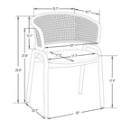 Chaise de salle à manger Ervilla moderne en osier avec accoudoirs et siège en velours rembourré pour salle à manger et cuisine, lot de 4 - 29,9