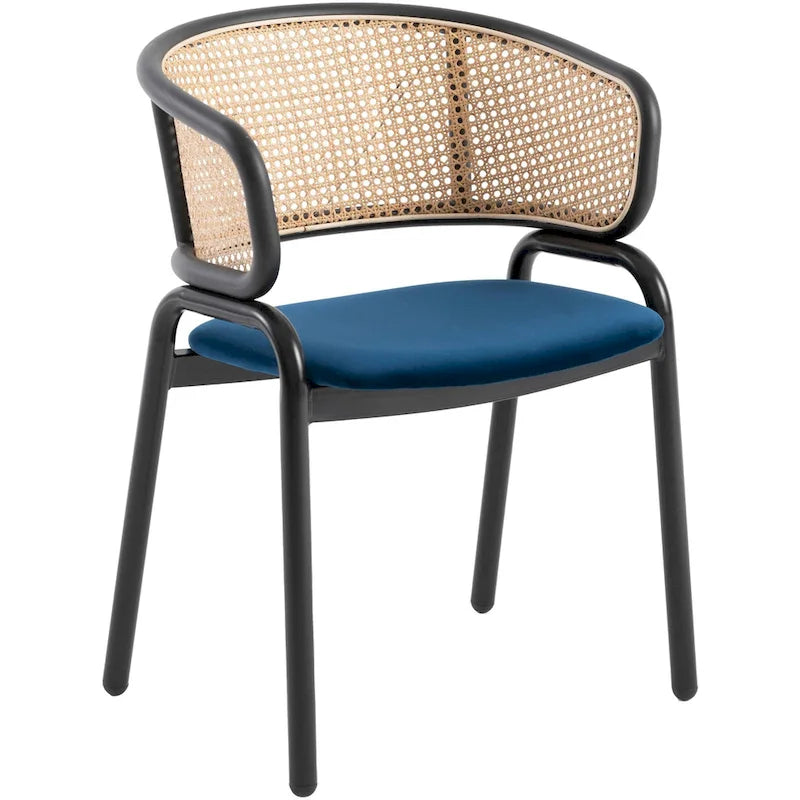 Chaise de salle à manger Ervilla moderne en osier avec accoudoirs et siège en velours rembourré pour salle à manger et cuisine, lot de 4 - 29,9