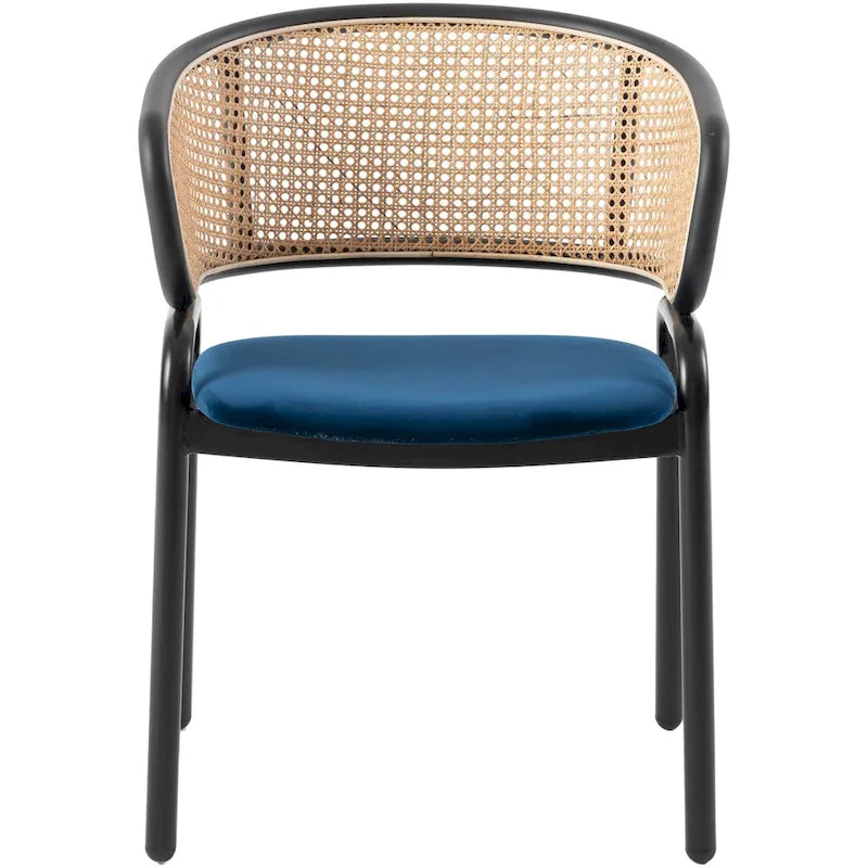 Chaise de salle à manger Ervilla moderne en osier avec accoudoirs et siège en velours rembourré pour salle à manger et cuisine, lot de 4 - 29,9