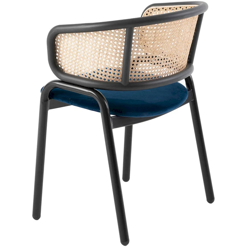 Chaise de salle à manger Ervilla moderne en osier avec accoudoirs et siège en velours rembourré pour salle à manger et cuisine, lot de 4 - 29,9