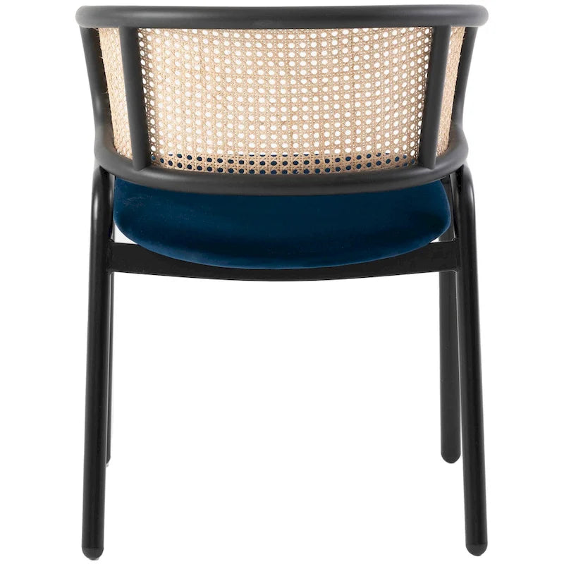 Chaise de salle à manger Ervilla moderne en osier avec accoudoirs et siège en velours rembourré pour salle à manger et cuisine, lot de 4 - 29,9