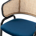 Chaise de salle à manger Ervilla moderne en osier avec accoudoirs et siège en velours rembourré pour salle à manger et cuisine, lot de 4 - 29,9