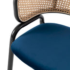 Chaise de salle à manger Ervilla moderne en osier avec accoudoirs et siège en velours rembourré pour salle à manger et cuisine, lot de 4 - 29,9