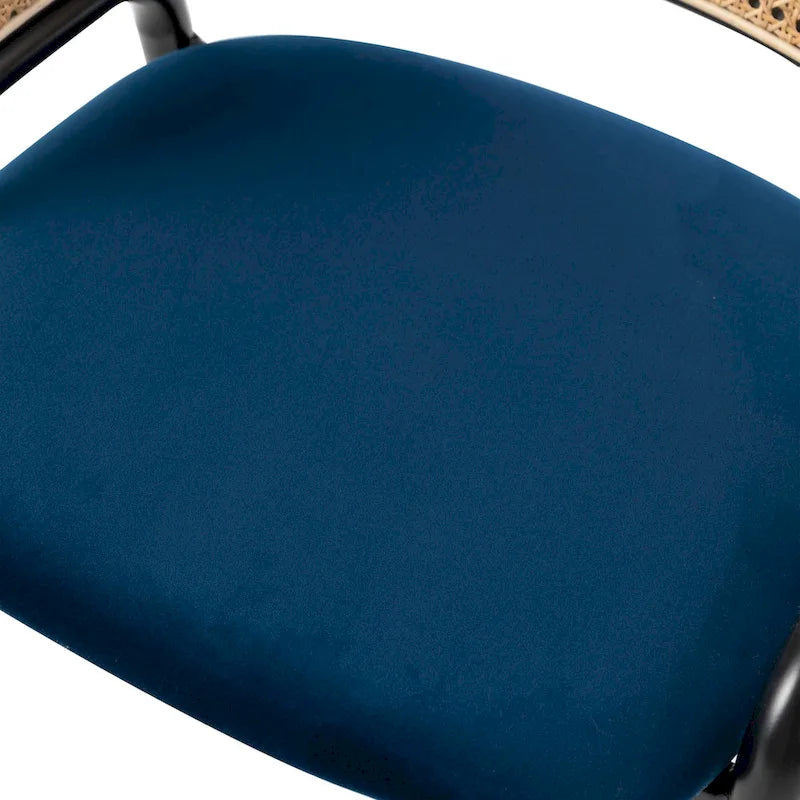 Chaise de salle à manger Ervilla moderne en osier avec accoudoirs et siège en velours rembourré pour salle à manger et cuisine, lot de 4 - 29,9
