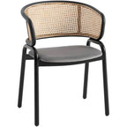 Chaise de salle à manger Ervilla moderne en osier avec accoudoirs et siège en velours rembourré pour salle à manger et cuisine, lot de 4 - 29,9