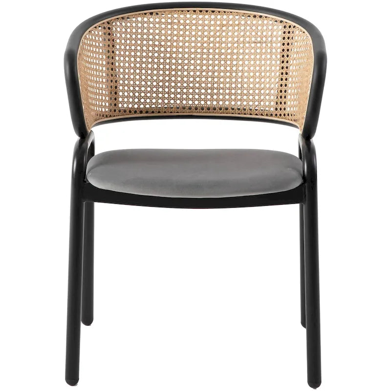 Chaise de salle à manger Ervilla moderne en osier avec accoudoirs et siège en velours rembourré pour salle à manger et cuisine, lot de 4 - 29,9