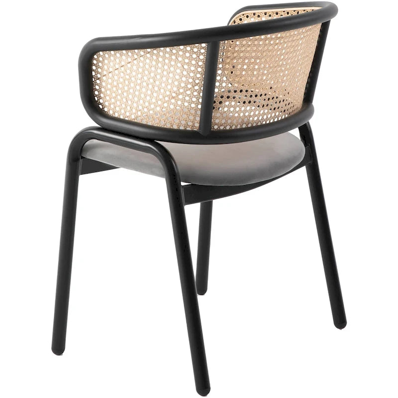 Chaise de salle à manger Ervilla moderne en osier avec accoudoirs et siège en velours rembourré pour salle à manger et cuisine, lot de 4 - 29,9