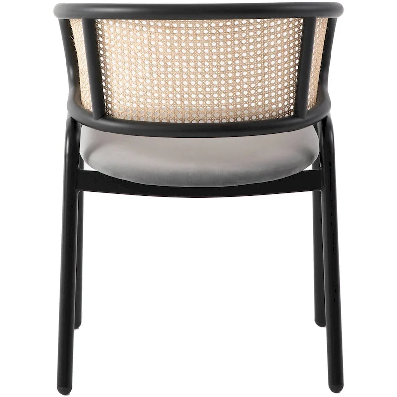 Chaise de salle à manger Ervilla moderne en osier avec accoudoirs et siège en velours rembourré pour salle à manger et cuisine, lot de 4 - 29,9