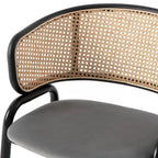 Chaise de salle à manger Ervilla moderne en osier avec accoudoirs et siège en velours rembourré pour salle à manger et cuisine, lot de 4 - 29,9