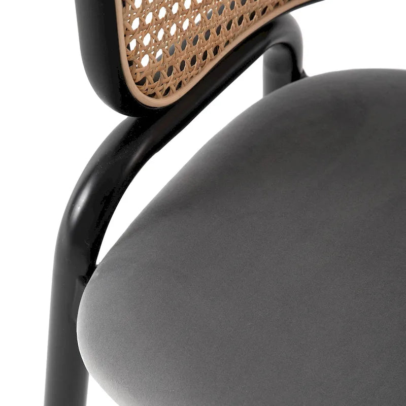 Chaise de salle à manger Ervilla moderne en osier avec accoudoirs et siège en velours rembourré pour salle à manger et cuisine, lot de 4 - 29,9