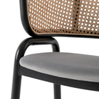 Chaise de salle à manger Ervilla moderne en osier avec accoudoirs et siège en velours rembourré pour salle à manger et cuisine, lot de 4 - 29,9