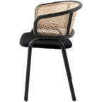 Chaise de salle à manger Ervilla moderne en osier avec accoudoirs et siège en velours rembourré pour salle à manger et cuisine, lot de 4 - 29,9