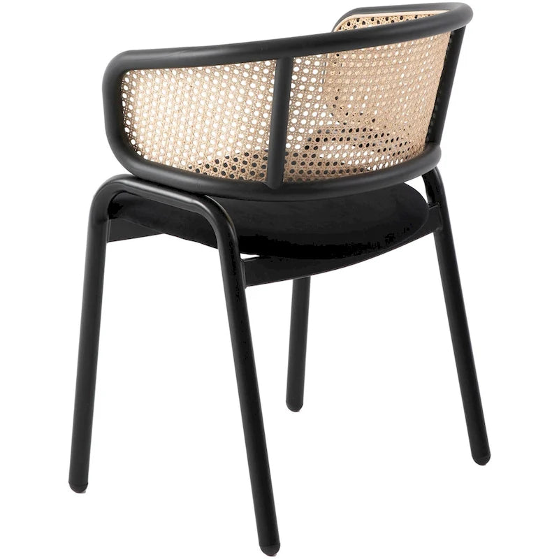 Chaise de salle à manger Ervilla moderne en osier avec accoudoirs et siège en velours rembourré pour salle à manger et cuisine, lot de 4 - 29,9