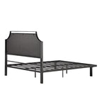 Cadre de lit Queen en métal courbé rembourré – Gris / Havane, Pour 2