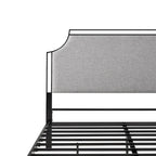 Cadre de lit Queen en métal courbé rembourré – Gris / Havane, Pour 2