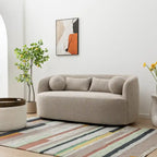 KINWELL Causeuse en Tissu Bouclé 2 Places avec Oreillers