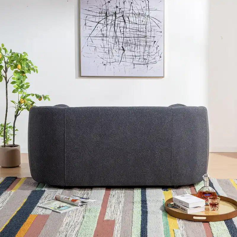 KINWELL Causeuse en Tissu Bouclé 2 Places avec Oreillers