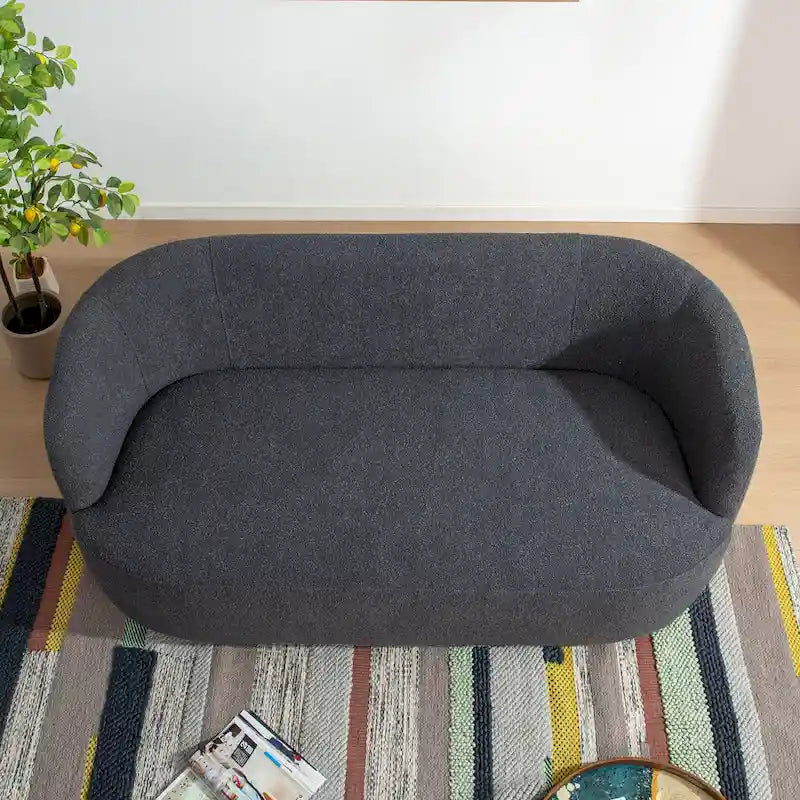KINWELL Causeuse en Tissu Bouclé 2 Places avec Oreillers