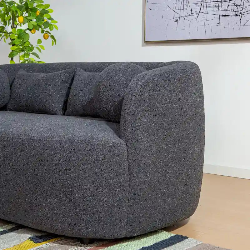 KINWELL Causeuse en Tissu Bouclé 2 Places avec Oreillers