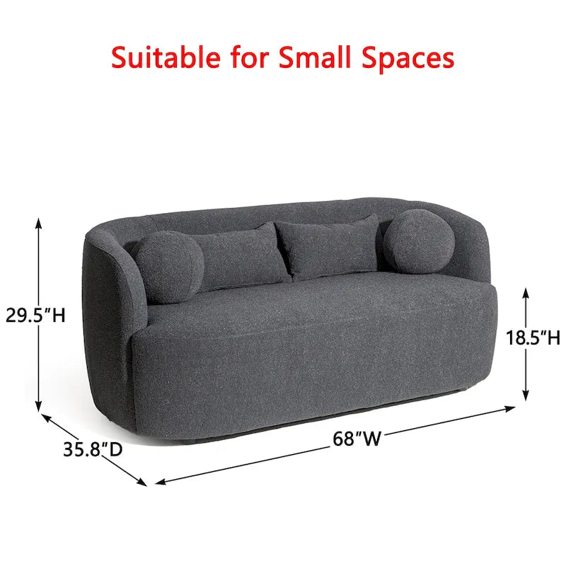 KINWELL Causeuse en Tissu Bouclé 2 Places avec Oreillers