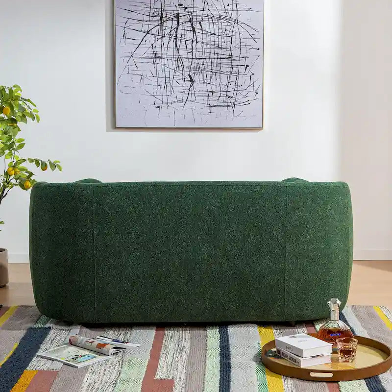 KINWELL Causeuse en Tissu Bouclé 2 Places avec Oreillers