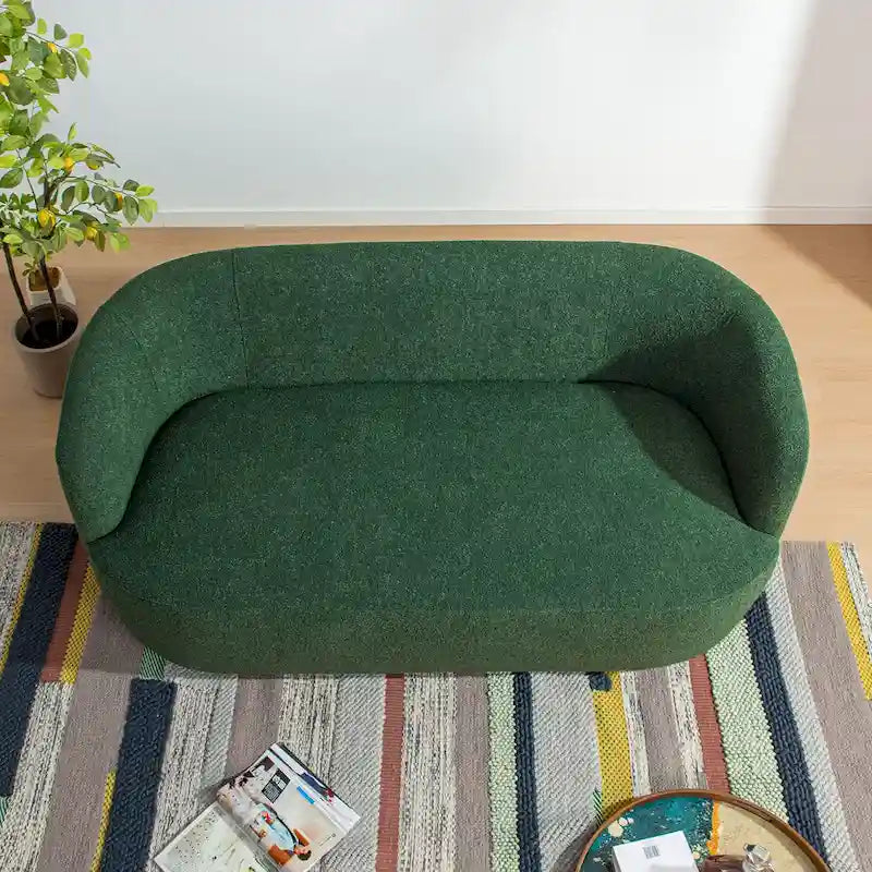 KINWELL Causeuse en Tissu Bouclé 2 Places avec Oreillers