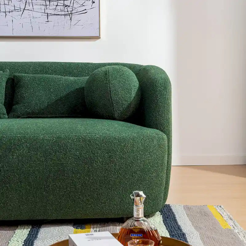 KINWELL Causeuse en Tissu Bouclé 2 Places avec Oreillers