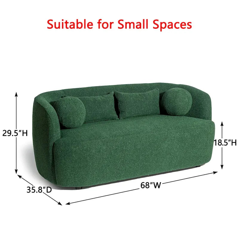 KINWELL Causeuse en Tissu Bouclé 2 Places avec Oreillers