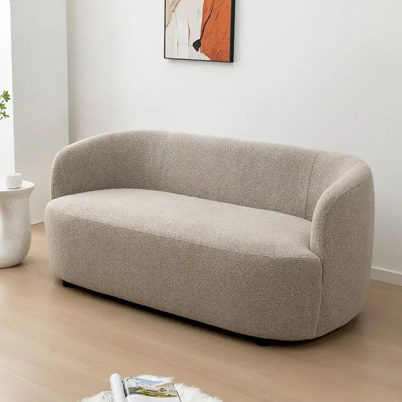 KINWELL Causeuse en Tissu Bouclé 2 Places avec Oreillers