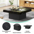Table basse LED carrée de style rustique en bois composite pour salon