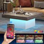 Table basse LED carrée de style rustique en bois composite pour salon