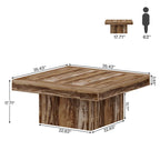 Table basse LED carrée de style rustique en bois composite pour salon
