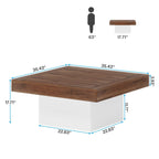 Table basse LED carrée de style rustique en bois composite pour salon